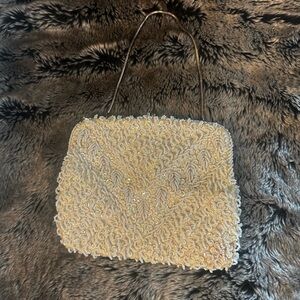 Safco Vintage 1960’s Cream Beaded Clutch Purse